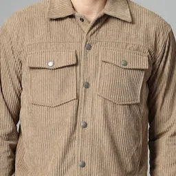 Chkokko Khaki Relaxed Fit Solid Jackets image 5