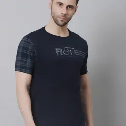 Venitian- Forbidden Clothing Navy Slim Fit Printed T-Shirt-image-2