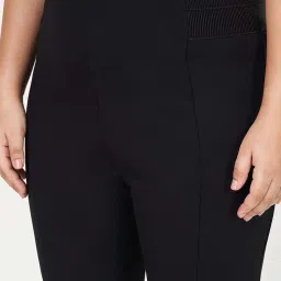Honey Curvytude by Pantaloons Jet Black Plain Treggings image 5