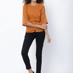 Tokyo Talkies Women Orange Solid Top image 5