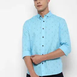 Forever 21 Sky Blue Printed Regular fit Shirt-picture-23