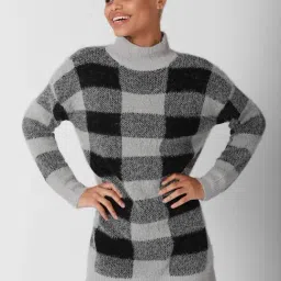 Forever 21 Black Checks Regular Fit A Line Dress-image-84