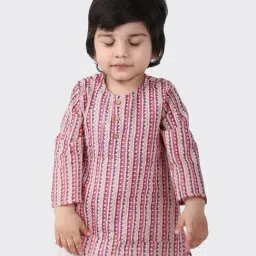 Fabindia Kids Pink Cotton Printed Kurta-image-32