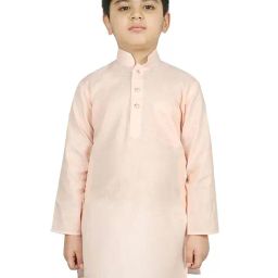 SG Yuvraj Kids Peach Solid Full Sleeves Kurta-picture-23