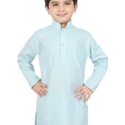 SG Yuvraj Kids Sky Blue Solid Full Sleeves Kurta-picture-41