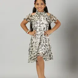 Kiddopanti Kids Black & Off White Printed Dress-image-90
