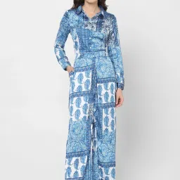 Vero Moda Blue Printed Regular Fit High Rise Pants image 5