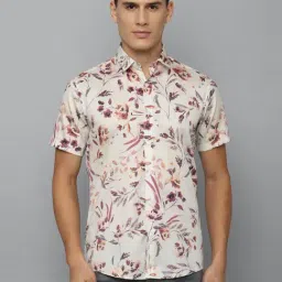 Louis Philippe Jeans Beige Cotton Slim Fit Floral Print Shirt-picture-13