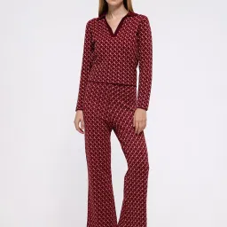 Cover Story Maroon Printed Trousers image 5