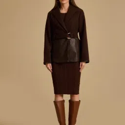 Kazo Brown Solid Overcoat image 5