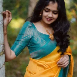 Satrani Yellow & Teal Green Silk Woven Saree With Unstitched Blouse image 5