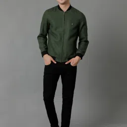 Linen Club Green Regular Fit Bomber Jacket image 5