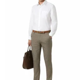 Van Heusen Brown Slim Fit Checks Trousers image 5