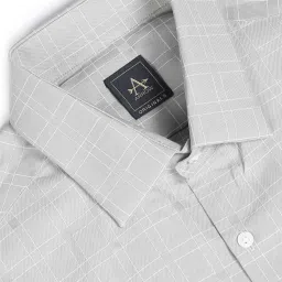 Arrow Grey Cotton Slim Fit Checks Shirt image 5
