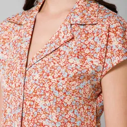PURYS Red Floral Print Shirt image 5