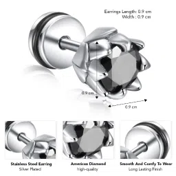 Peora 316L Stainless Synthetic Stone Studded Stylish Design Stud Earrings image 5