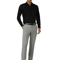 Van Heusen Grey Blended Slim Fit Solid Trousers image 5