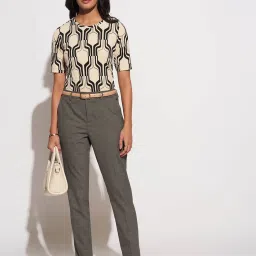 Annabelle by Pantaloons Medium Gray Textured Trousers image 5