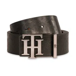 TOMMY HILFIGER Glanvilles Brown & Tan LogoTextured Leather Reversible Belt image 3