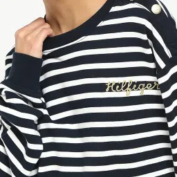 TOMMY HILFIGER Multi Cotton Stripes Full Sleeves Sweatshirt image 5