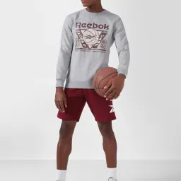 Reebok Grey Melange Regular Fit Graphic Print Sweatshirt image 5