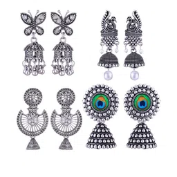 Sangria Peacock Shaped Jhumkas Earrings-picture-21