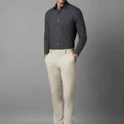 Louis Philippe Grey Cotton Regular Fit Checks Shirt image 5