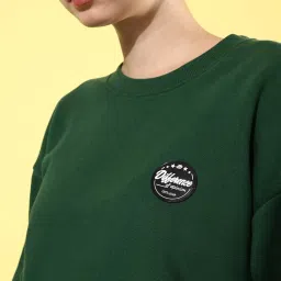 Difference of Opinion Dark Green Fleece Oversized Sweatshirt image 5