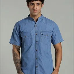 7TH LEGION Men Smart Fit Solid Band Collar Casual Shirt-picture-23