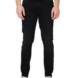 Spykar Black Slim Fit Lightly Washed Jeans-image-3