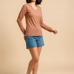 JUNEBERRY Women V-Neck Pure Cotton T-shirt image 5