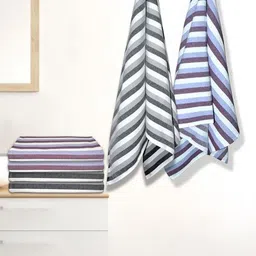 Athom Living Grey & Blue 5 Striped Cotton 210 GSM Bath Towel-image-84