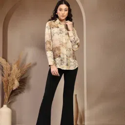 Gipsy Yellow Printed Rayon Shirt For Women-image-54