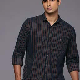 Louis Philippe Sport Slim Fit Self Striped Pure Cotton Casual Shirt-image-44