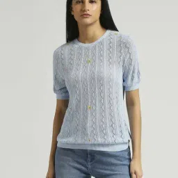 Pepe Jeans Blue Self Pattern Top-image-1