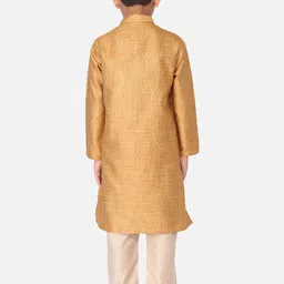 TABARD Boys Mustard Yellow & Beige Self Design Kurta with Churidar image 2