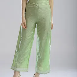 W Women Green Printed Straight Palazzos-picture-29