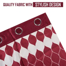 Kuber Industries White & Maroon Geometric Sheer Door Curtain image 5