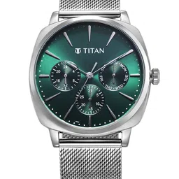 Titan Men Classique Green Dial & Stainless Steel Analogue Multi Function Watch-90189SM01-image-66
