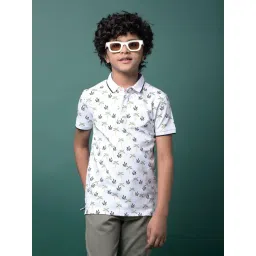 Crimsoune Club Boys Green Cotton Regular Fit Floral Print T-Shirt-image-97