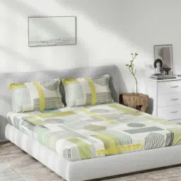 DDecor Geometric Multicolor 136 TC Cotton King Bedsheet with 2 Pillow covers-picture-11