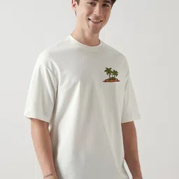 Crazymonk Men Printed Applique Oversized T-shirt image 2
