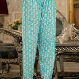 Juniper Floral Printed V-Neck Thread Work Liva A-Line Kurta With Trousers & Dupatta image 2