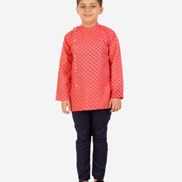 Superminis Full Sleeves Motif Printed Kurta Pyjama Set - Pink-picture-14