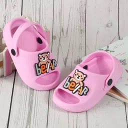 SHOES FOR JUNIORS Teddy Bear Applique Detailed With Sling Back Clogs - Pink-picture-31