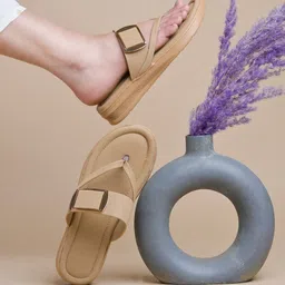 Shoetopia Metal Applique Detailed Sandals - Beige-picture-21