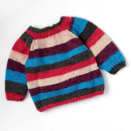 The Original Knit Knit Full Sleeves Rugby Striped Sweater With Coordinating Cap Mittens & Socks Set - Multi Colour image 3