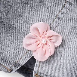 Kookie Kids Solid Shorts with Floral Applique - Black image 3