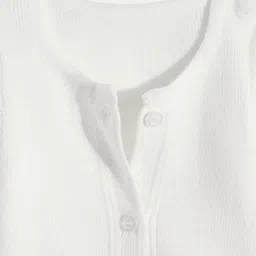 RVK Full Sleeves Solid Stretchable Cardigan Sweater- Off White image 4