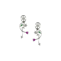 Opal Touch Rhodium-Plated Cubic Zirconia Studded Necklace And Earrings image 3